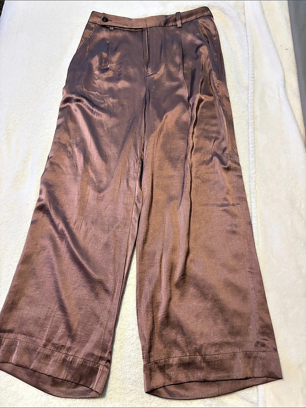 Madewell The Devon Pant in Satin Wide Leg Pants Brown Size 8